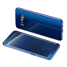 Samsung Galaxy S8用ハードケース プラスチック 質感もマット 前面と背面 360度 フルカバー サムスン ネイビー