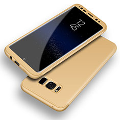 Samsung Galaxy S8用ハードケース プラスチック 質感もマット 前面と背面 360度 フルカバー Q03 サムスン ゴールド