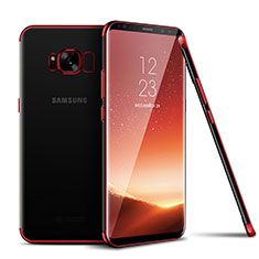 Samsung Galaxy S8用極薄ソフトケース シリコンケース 耐衝撃 全面保護 クリア透明 H04 サムスン レッド