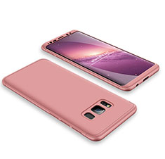 Samsung Galaxy S8用ハードケース プラスチック 質感もマット 前面と背面 360度 フルカバー M01 サムスン ローズゴールド