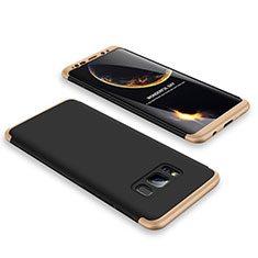 Samsung Galaxy S8用ハードケース プラスチック 質感もマット 前面と背面 360度 フルカバー M01 サムスン ゴールド・ブラック