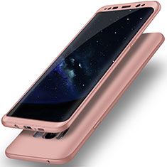Samsung Galaxy S8用ハードケース プラスチック 質感もマット 前面と背面 360度 フルカバー Q02 サムスン ローズゴールド