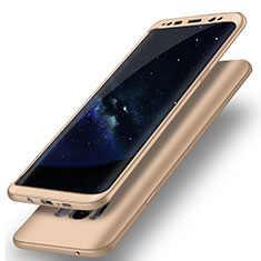 Samsung Galaxy S8用ハードケース プラスチック 質感もマット 前面と背面 360度 フルカバー Q02 サムスン ゴールド