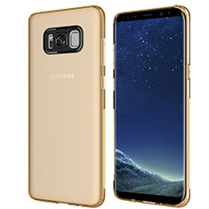Samsung Galaxy S8用極薄ソフトケース シリコンケース 耐衝撃 全面保護 クリア透明 T15 サムスン ゴールド