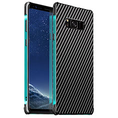 Samsung Galaxy S8用ケース 高級感 手触り良い アルミメタル 製の金属製 カバー サムスン シアン