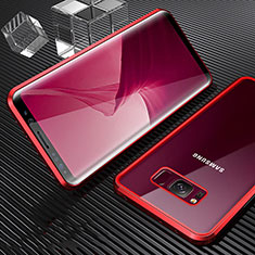Samsung Galaxy S8用ケース 高級感 手触り良い アルミメタル 製の金属製 360度 フルカバーバンパー 鏡面 カバー M02 サムスン レッド