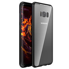 Samsung Galaxy S8用ケース 高級感 手触り良い アルミメタル 製の金属製 360度 フルカバーバンパー 鏡面 カバー M03 サムスン ブラック