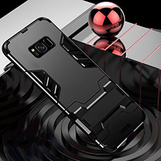 Samsung Galaxy S8用ハイブリットバンパーケース スタンド プラスチック 兼シリコーン カバー A01 サムスン ブラック