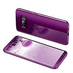 Samsung Galaxy S8 Plus用ハードケース プラスチック 質感もマット 前面と背面 360度 フルカバー サムスン パープル