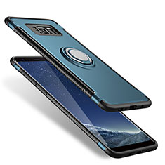 Samsung Galaxy S8 Plus用ハイブリットバンパーケース プラスチック アンド指輪 兼シリコーン A01 サムスン ネイビー