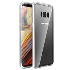Samsung Galaxy S8 Plus用ケース 高級感 手触り良い アルミメタル 製の金属製 360度 フルカバーバンパー 鏡面 カバー M03 サムスン シルバー