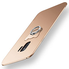 Samsung Galaxy S9用極薄ソフトケース シリコンケース 耐衝撃 全面保護 アンド指輪 バンパー サムスン ゴールド