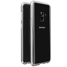 Samsung Galaxy S9用ケース 高級感 手触り良い アルミメタル 製の金属製 360度 フルカバーバンパー 鏡面 カバー M01 サムスン シルバー