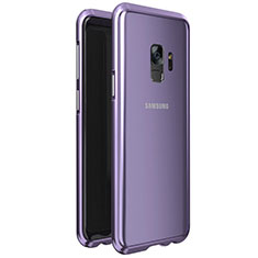 Samsung Galaxy S9用ケース 高級感 手触り良い アルミメタル 製の金属製 360度 フルカバーバンパー 鏡面 カバー M01 サムスン パープル