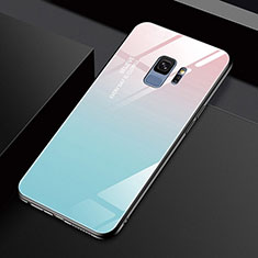 Samsung Galaxy S9用ハイブリットバンパーケース プラスチック 鏡面 カバー M01 サムスン シアン