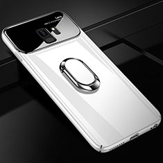 Samsung Galaxy S9用ハードケース プラスチック 質感もマット アンド指輪 マグネット式 A01 サムスン ホワイト