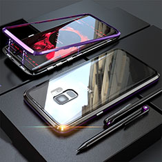Samsung Galaxy S9用ケース 高級感 手触り良い アルミメタル 製の金属製 360度 フルカバーバンパー 鏡面 カバー M05 サムスン パープル