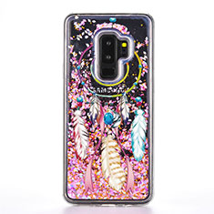 Samsung Galaxy S9 Plus用シリコンケース ソフトタッチラバー バタフライ パターン カバー K01 サムスン ピンク