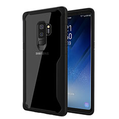 Samsung Galaxy S9 Plus用ハイブリットバンパーケース クリア透明 プラスチック 鏡面 カバー サムスン ブラック