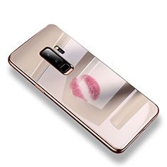 Samsung Galaxy S9 Plus用ハイブリットバンパーケース クリア透明 プラスチック 鏡面 カバー S01 サムスン ゴールド