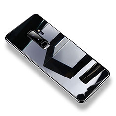 Samsung Galaxy S9 Plus用ハイブリットバンパーケース クリア透明 プラスチック 鏡面 カバー S01 サムスン ブラック