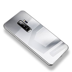 Samsung Galaxy S9 Plus用ハイブリットバンパーケース クリア透明 プラスチック 鏡面 カバー S01 サムスン シルバー