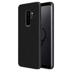 Samsung Galaxy S9 Plus用シリコンケース ソフトタッチラバー ツイル B02 サムスン ブラック