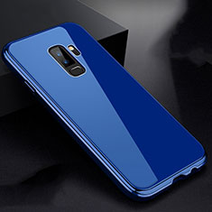 Samsung Galaxy S9 Plus用ケース 高級感 手触り良い アルミメタル 製の金属製 360度 フルカバーバンパー 鏡面 カバー M01 サムスン ネイビー