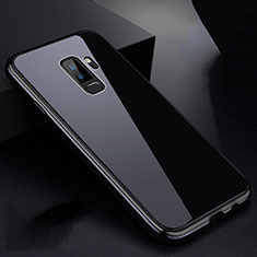 Samsung Galaxy S9 Plus用ケース 高級感 手触り良い アルミメタル 製の金属製 360度 フルカバーバンパー 鏡面 カバー M01 サムスン ブラック