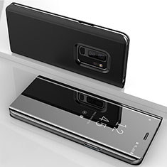 Samsung Galaxy S9 Plus用手帳型 レザーケース スタンド 鏡面 カバー サムスン ブラック