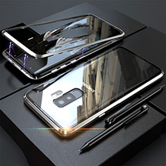 Samsung Galaxy S9 Plus用ケース 高級感 手触り良い アルミメタル 製の金属製 360度 フルカバーバンパー 鏡面 カバー M04 サムスン シルバー