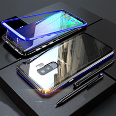 Samsung Galaxy S9 Plus用ケース 高級感 手触り良い アルミメタル 製の金属製 360度 フルカバーバンパー 鏡面 カバー M04 サムスン ネイビー