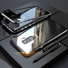 Samsung Galaxy S9 Plus用ケース 高級感 手触り良い アルミメタル 製の金属製 360度 フルカバーバンパー 鏡面 カバー M04 サムスン ブラック