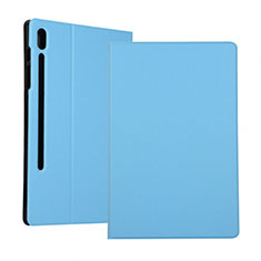 Samsung Galaxy Tab S6 10.5 SM-T860用手帳型 レザーケース スタンド カバー サムスン ブルー
