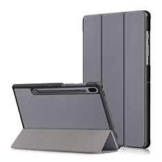 Samsung Galaxy Tab S6 10.5 SM-T860用手帳型 レザーケース スタンド カバー L02 サムスン グレー