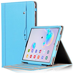 Samsung Galaxy Tab S6 10.5 SM-T860用手帳型 レザーケース スタンド カバー L03 サムスン ブルー