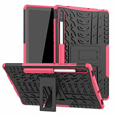 Samsung Galaxy Tab S6 10.5 SM-T860用ハイブリットバンパーケース スタンド プラスチック 兼シリコーン カバー A02 サムスン ピンク