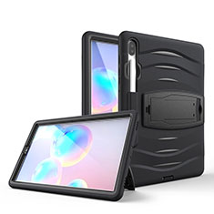 Samsung Galaxy Tab S6 10.5 SM-T860用ハイブリットバンパーケース スタンド プラスチック 兼シリコーン カバー A03 サムスン ブラック