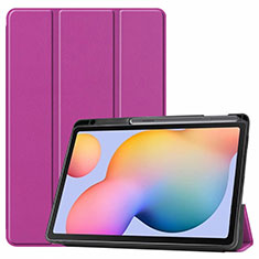 Samsung Galaxy Tab S6 Lite 10.4 SM-P610用手帳型 レザーケース スタンド カバー L02 サムスン パープル