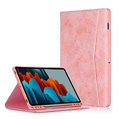 Samsung Galaxy Tab S7 11 Wi-Fi SM-T870用手帳型 レザーケース スタンド カバー L06 サムスン ピンク