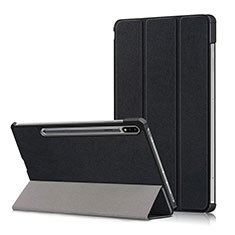 Samsung Galaxy Tab S7 4G 11 SM-T875用手帳型 レザーケース スタンド カバー L02 サムスン ブラック