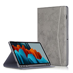Samsung Galaxy Tab S7 Plus 12.4 Wi-Fi SM-T970用手帳型 レザーケース スタンド カバー L04 サムスン グレー