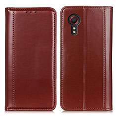 Samsung Galaxy XCover 5 SM-G525F用手帳型 レザーケース スタンド カバー M05L サムスン ブラウン