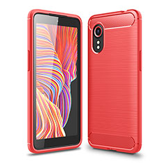 Samsung Galaxy XCover 5 SM-G525F用シリコンケース ソフトタッチラバー ライン カバー サムスン レッド