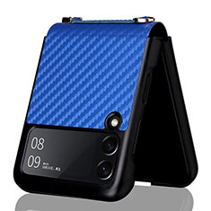 Samsung Galaxy Z Flip3 5G用シリコンケース ソフトタッチラバー ツイル カバー S02 サムスン ネイビー