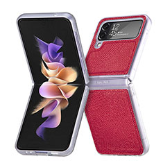 Samsung Galaxy Z Flip4 5G用ハードケース プラスチック 質感もマット カバー L04 サムスン レッド