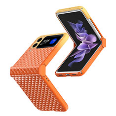 Samsung Galaxy Z Flip4 5G用ハードケース プラスチック 質感もマット カバー T03 サムスン オレンジ