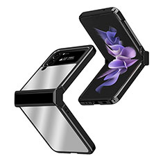 Samsung Galaxy Z Flip4 5G用ハードケース プラスチック 質感もマット カバー ZL2 サムスン ブラック