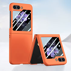 Samsung Galaxy Z Flip5 5G用ハードケース プラスチック 質感もマット 前面と背面 360度 フルカバー SD1 サムスン オレンジ