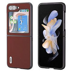 Samsung Galaxy Z Flip5 5G用ハイブリットバンパーケース 高級感 手触り良いレザー柄 兼プラスチック AD2 サムスン レッド